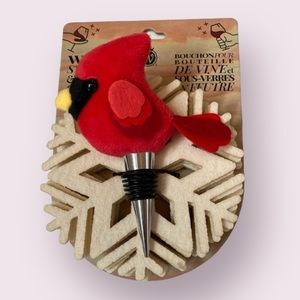 3/$15 Wild eye designs wine stopper and snow flake coasters red bird cardinal